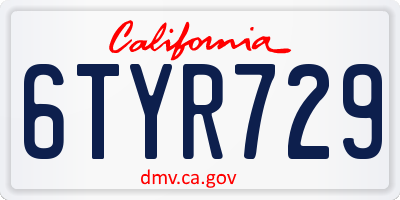CA license plate 6TYR729