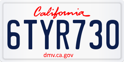 CA license plate 6TYR730