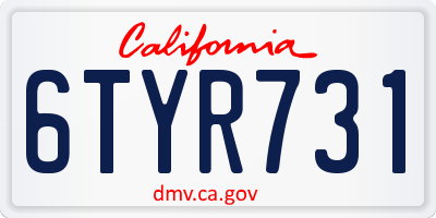 CA license plate 6TYR731