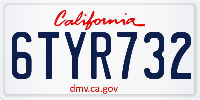 CA license plate 6TYR732