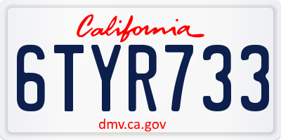 CA license plate 6TYR733
