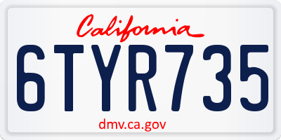 CA license plate 6TYR735