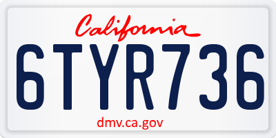 CA license plate 6TYR736