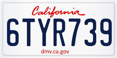 CA license plate 6TYR739
