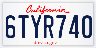 CA license plate 6TYR740