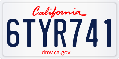 CA license plate 6TYR741