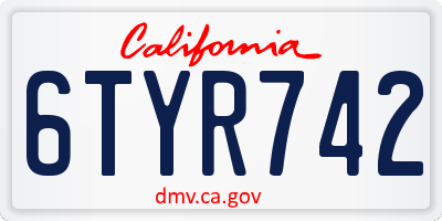CA license plate 6TYR742