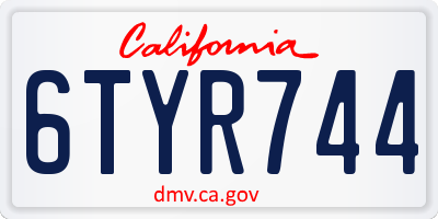 CA license plate 6TYR744