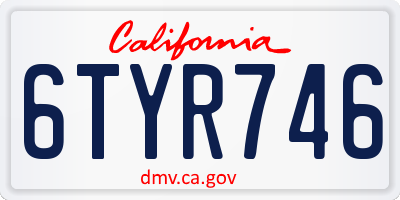 CA license plate 6TYR746