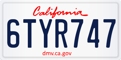 CA license plate 6TYR747