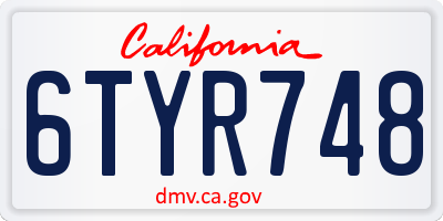 CA license plate 6TYR748