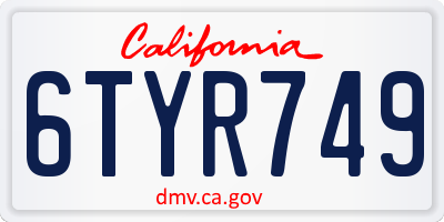 CA license plate 6TYR749