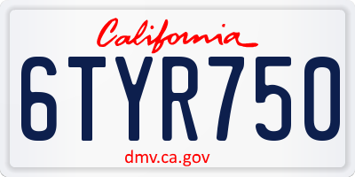 CA license plate 6TYR750