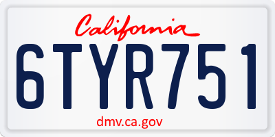 CA license plate 6TYR751