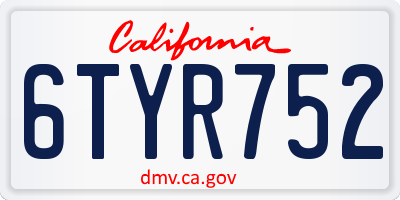 CA license plate 6TYR752