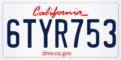 CA license plate 6TYR753