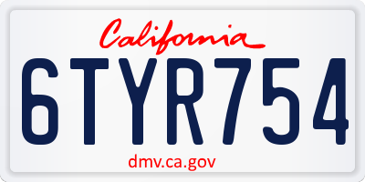 CA license plate 6TYR754