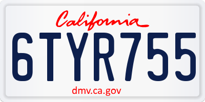 CA license plate 6TYR755
