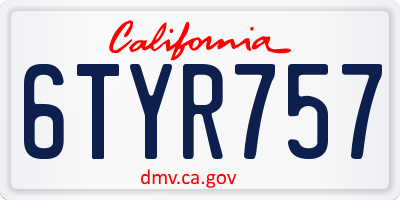 CA license plate 6TYR757
