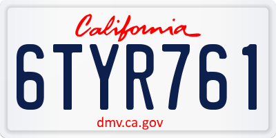 CA license plate 6TYR761