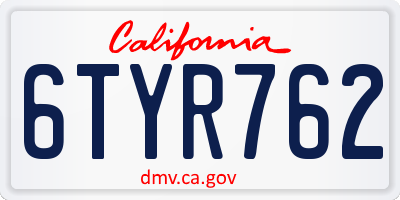 CA license plate 6TYR762