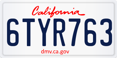 CA license plate 6TYR763