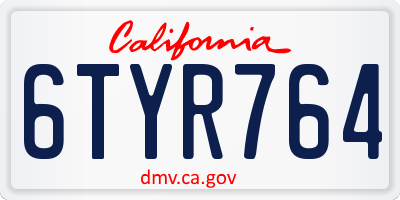 CA license plate 6TYR764
