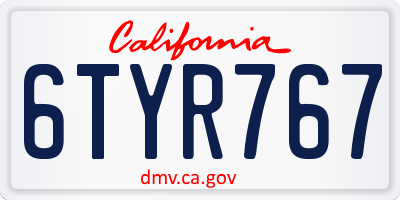 CA license plate 6TYR767