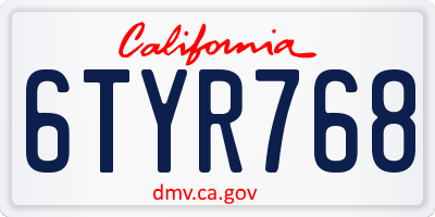 CA license plate 6TYR768