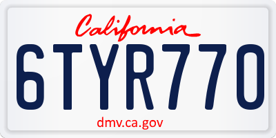 CA license plate 6TYR770