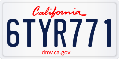 CA license plate 6TYR771