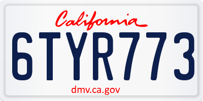 CA license plate 6TYR773