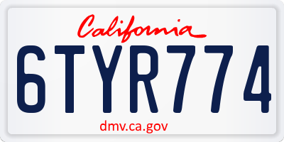 CA license plate 6TYR774