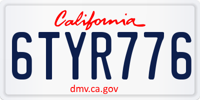CA license plate 6TYR776