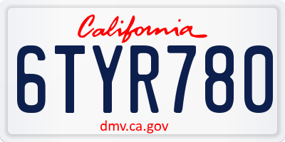 CA license plate 6TYR780