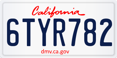 CA license plate 6TYR782
