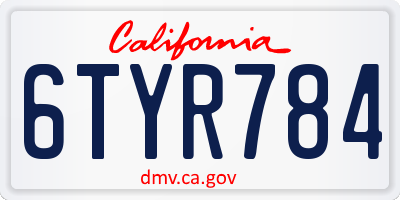 CA license plate 6TYR784
