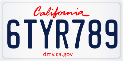 CA license plate 6TYR789