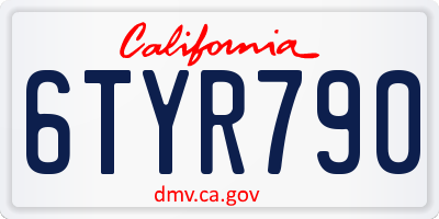 CA license plate 6TYR790