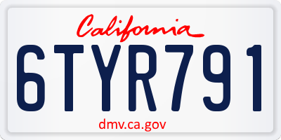 CA license plate 6TYR791
