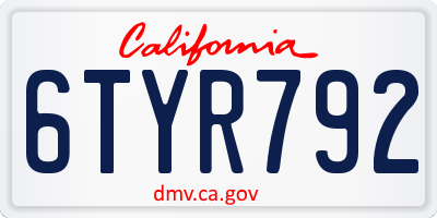 CA license plate 6TYR792