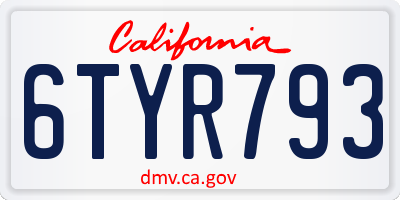 CA license plate 6TYR793