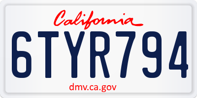 CA license plate 6TYR794