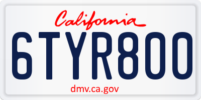 CA license plate 6TYR800