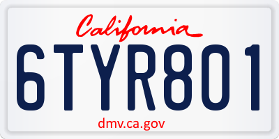 CA license plate 6TYR801