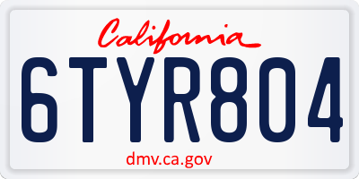 CA license plate 6TYR804