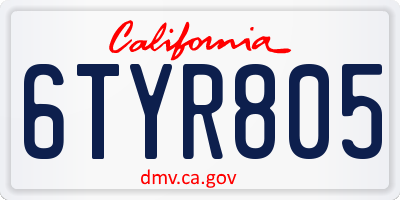 CA license plate 6TYR805