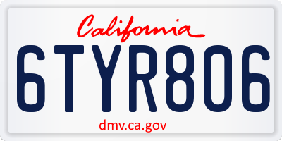 CA license plate 6TYR806