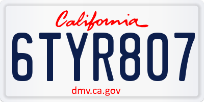 CA license plate 6TYR807