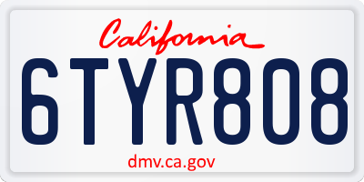 CA license plate 6TYR808